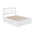 Mission Full Wood Platform Bed with Footboard and Storage Drawers in White