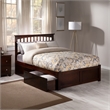 Mission Full Wood Platform Bed with Footboard and Storage Drawers in Walnut