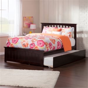Mission Full Platform Bed with Matching Footboard & Twin Trundle in Espresso
