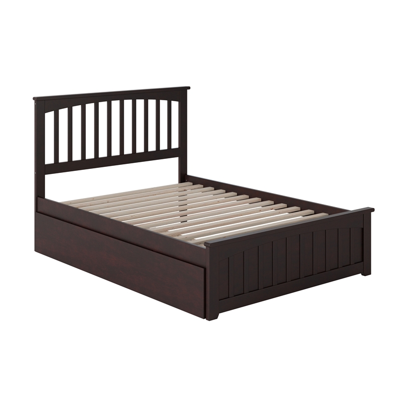 Mission Full Platform Bed with Matching Footboard & Twin Trundle in Espresso
