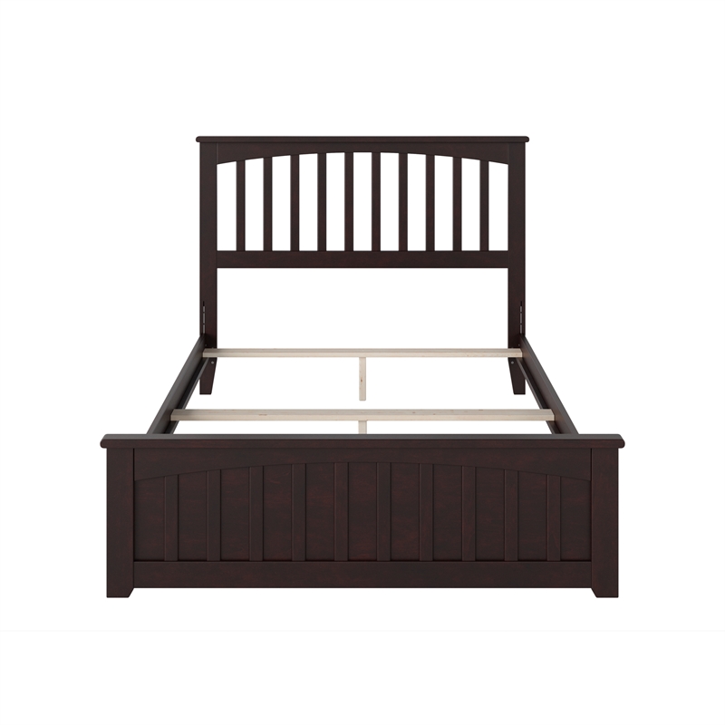 Mission Full Wood Foundation Bed with Matching Footboard in Espresso