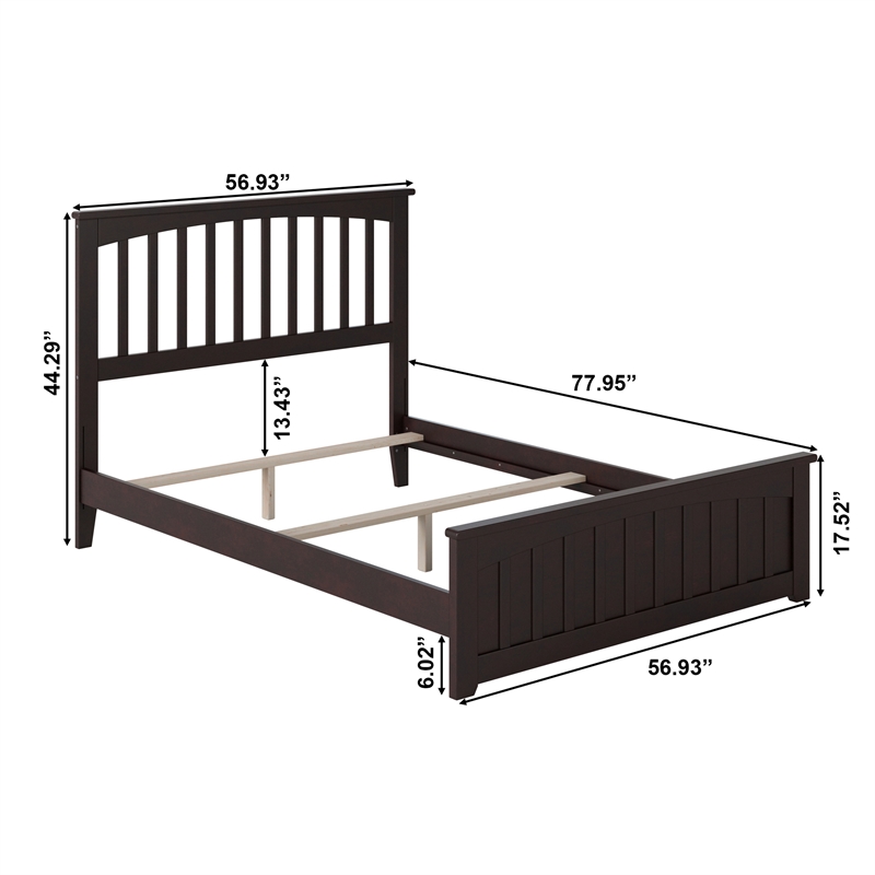 Mission Full Wood Foundation Bed with Matching Footboard in Espresso
