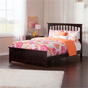 Mission Full Wood Foundation Bed with Matching Footboard in Espresso