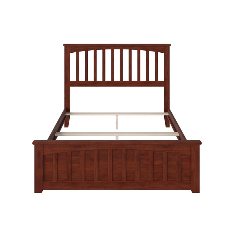 Mission Full Wood Foundation Bed with Matching Footboard in Walnut