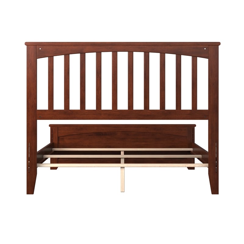 Mission Full Wood Foundation Bed with Matching Footboard in Walnut