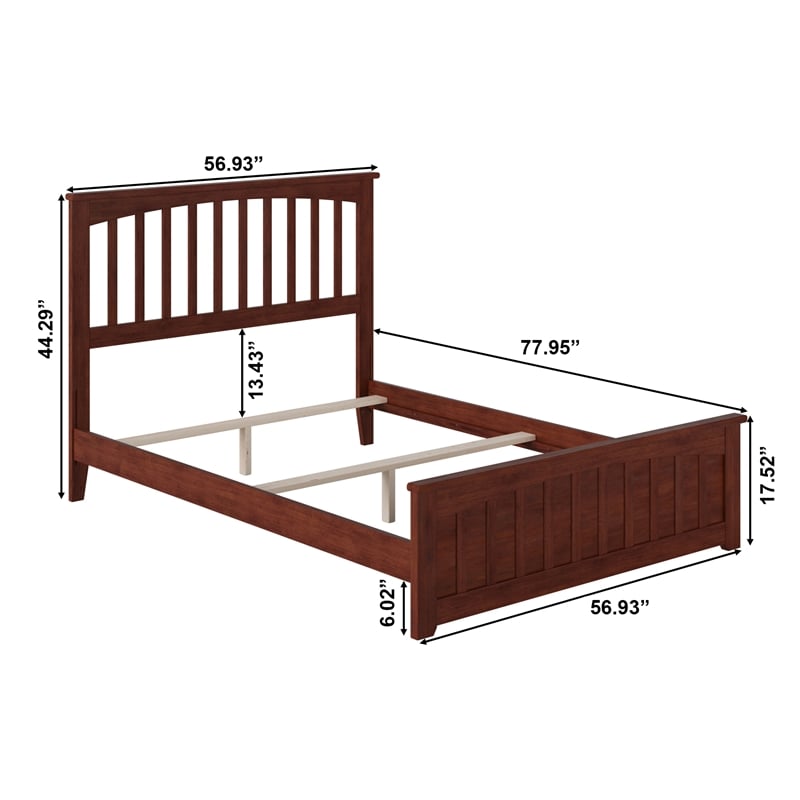 Mission Full Wood Foundation Bed with Matching Footboard in Walnut
