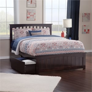 Mission Full Platform Bed with Matching Footboard & Storage Drawers in Espresso