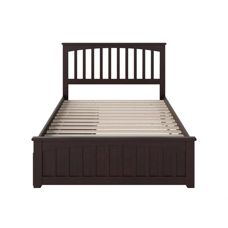 Mission Full Platform Bed with Matching Footboard & Storage Drawers in Espresso