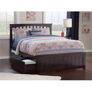 Mission Full Platform Bed with Matching Footboard & Storage Drawers in Espresso