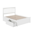 Mission Full Platform Bed with Matching Footboard & Storage Drawers in White