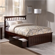 Mission Full Platform Bed with Matching Footboard & Storage Drawers in Walnut