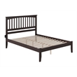AFI Mission Queen Solid Wood Platform Bed with USB Charger in Espresso