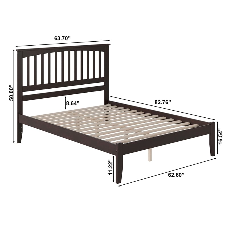 Mission Queen Solid Wood Platform Bed in Espresso