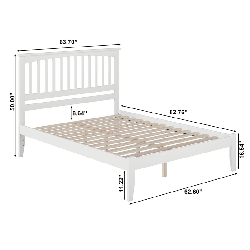Mission Queen Solid Wood Platform Bed in White