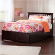 Mission Queen Wood Platform Bed with Footboard and Storage Drawers in Espresso