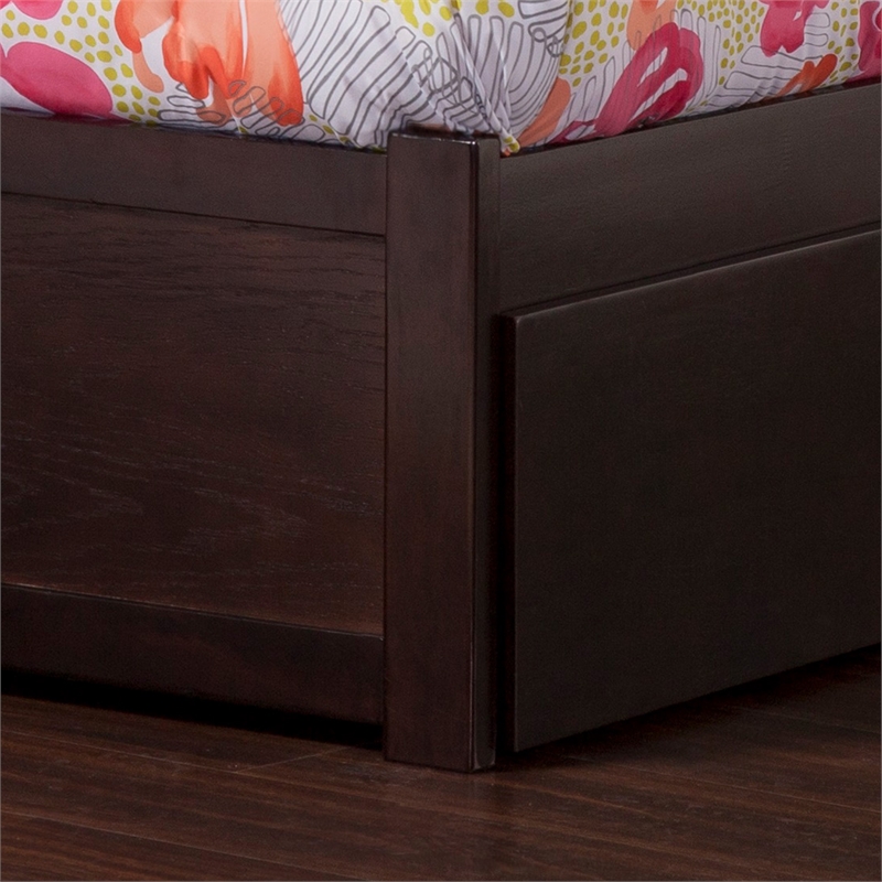 Mission Queen Wood Platform Bed with Footboard and Storage Drawers in Espresso