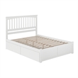 Mission Queen Wood Platform Bed with Footboard and Storage Drawers in White