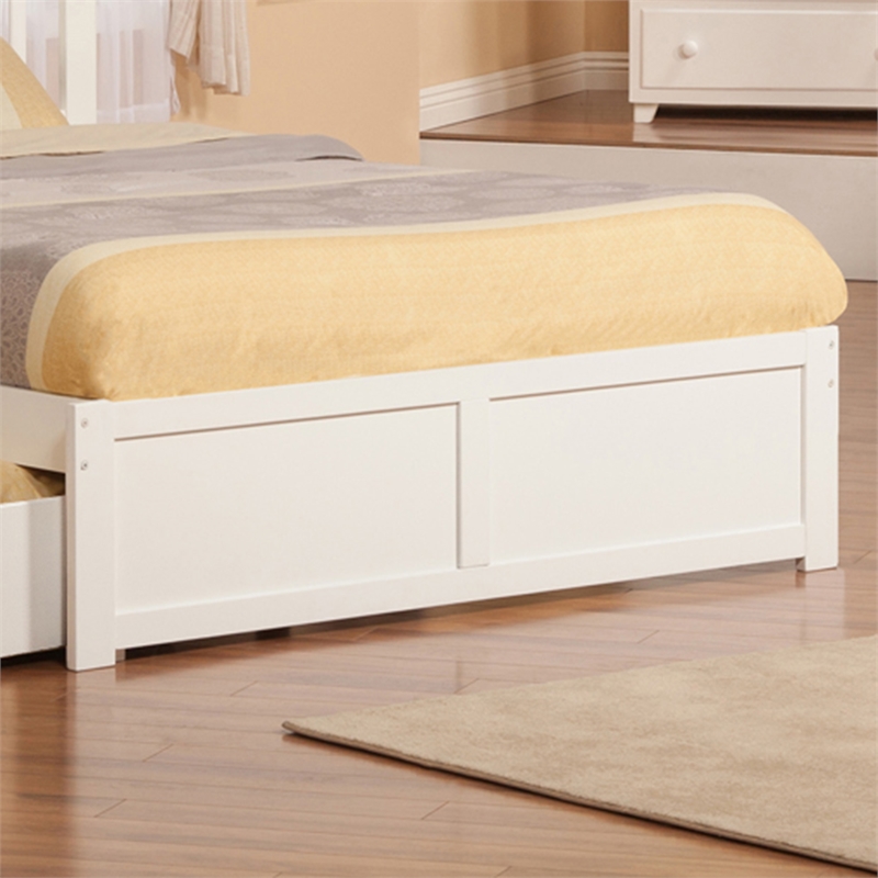 Mission Queen Wood Platform Bed with Footboard and Storage Drawers in White