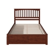 Mission Queen Wood Platform Bed with Footboard and Storage Drawers in Walnut