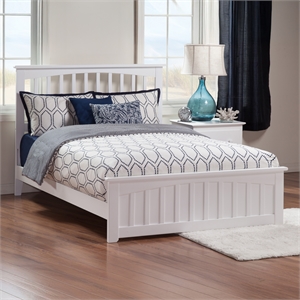 Mission Queen Wood Foundation Bed with Matching Footboard in White