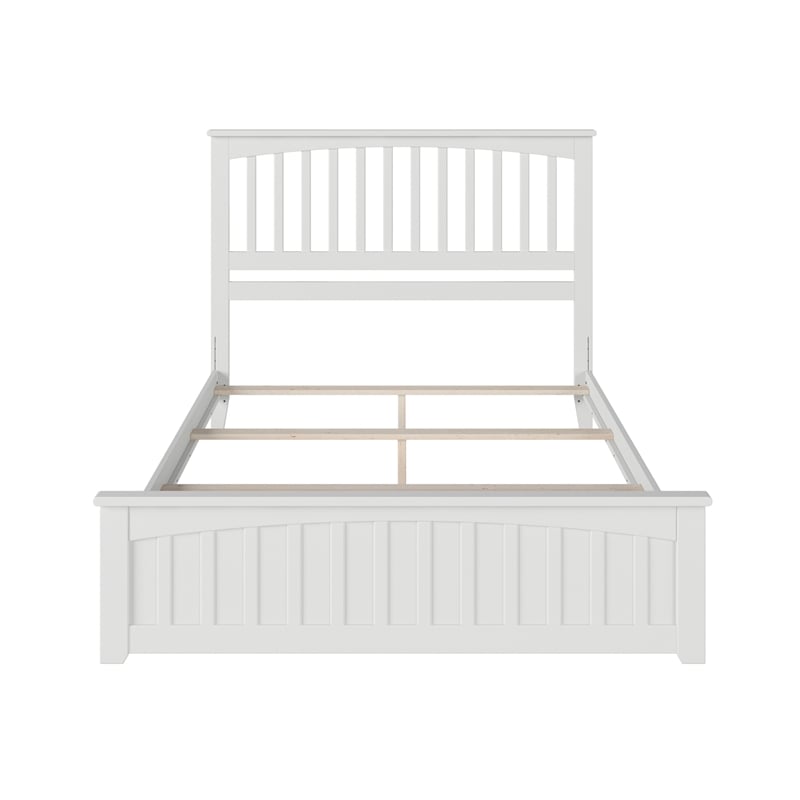 Mission Queen Wood Foundation Bed with Matching Footboard in White