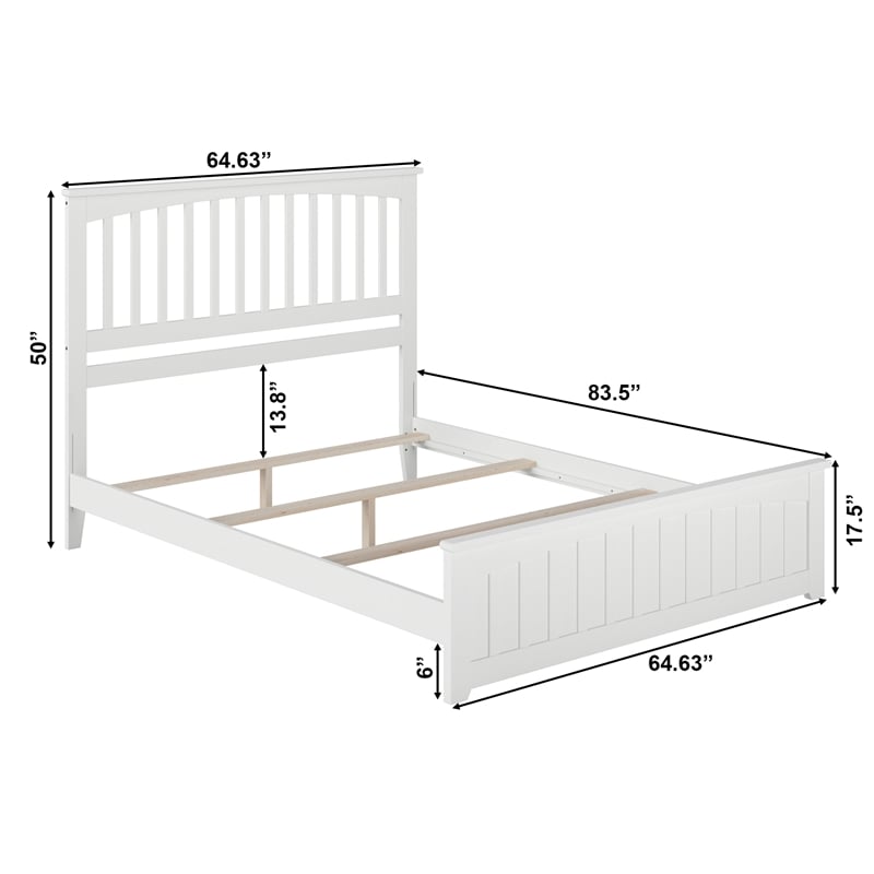Mission Queen Wood Foundation Bed with Matching Footboard in White