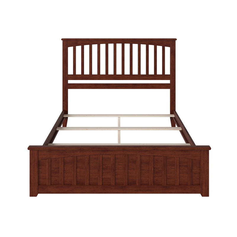 Mission Queen Wood Foundation Bed with Matching Footboard in Walnut