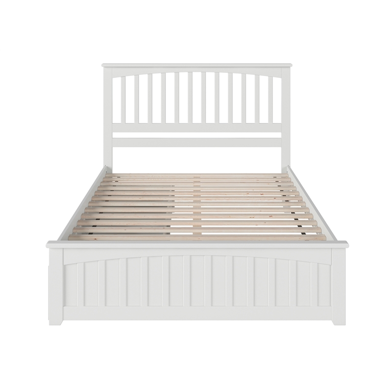 Mission Queen Platform Bed with Matching Footboard & Storage Drawers in White