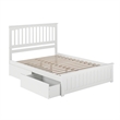 Mission Queen Platform Bed with Matching Footboard & Storage Drawers in White