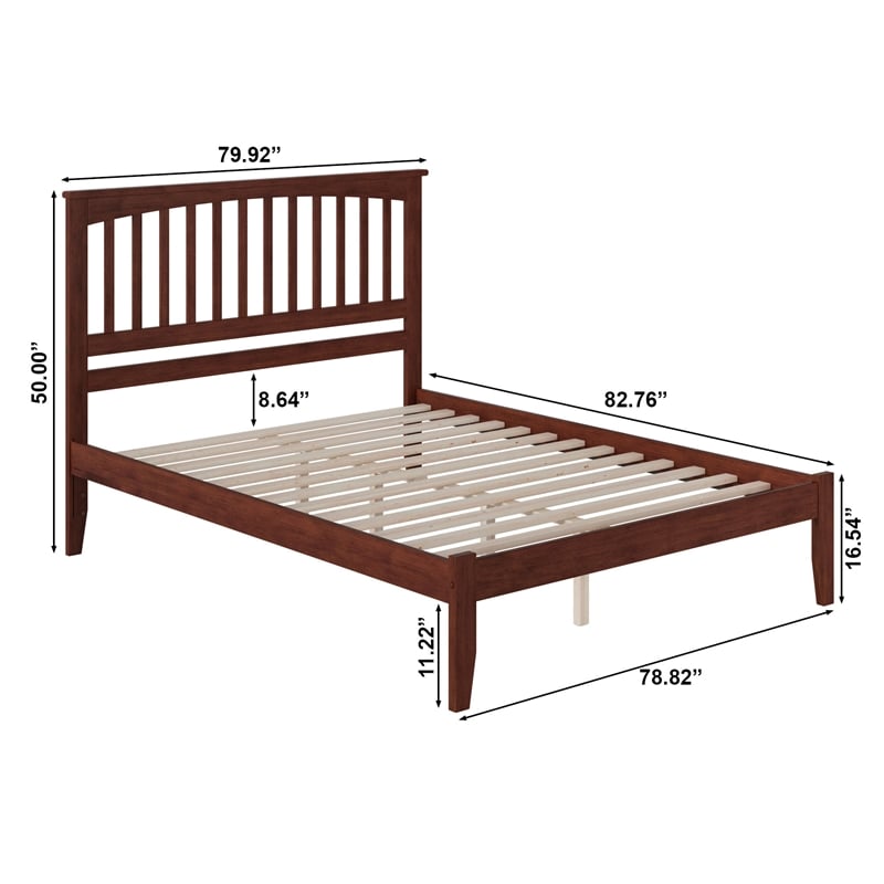 Mission King Solid Wood Platform Bed in Walnut