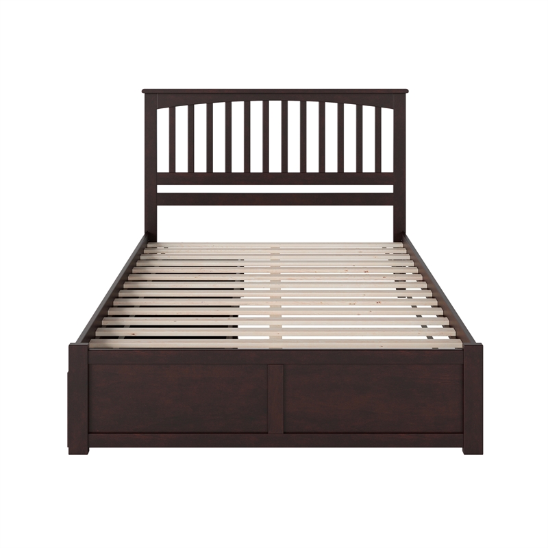 Mission King Wood Platform Bed with Footboard & Storage Drawers in Espresso