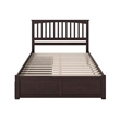 Mission King Wood Platform Bed with Footboard & Storage Drawers in Espresso