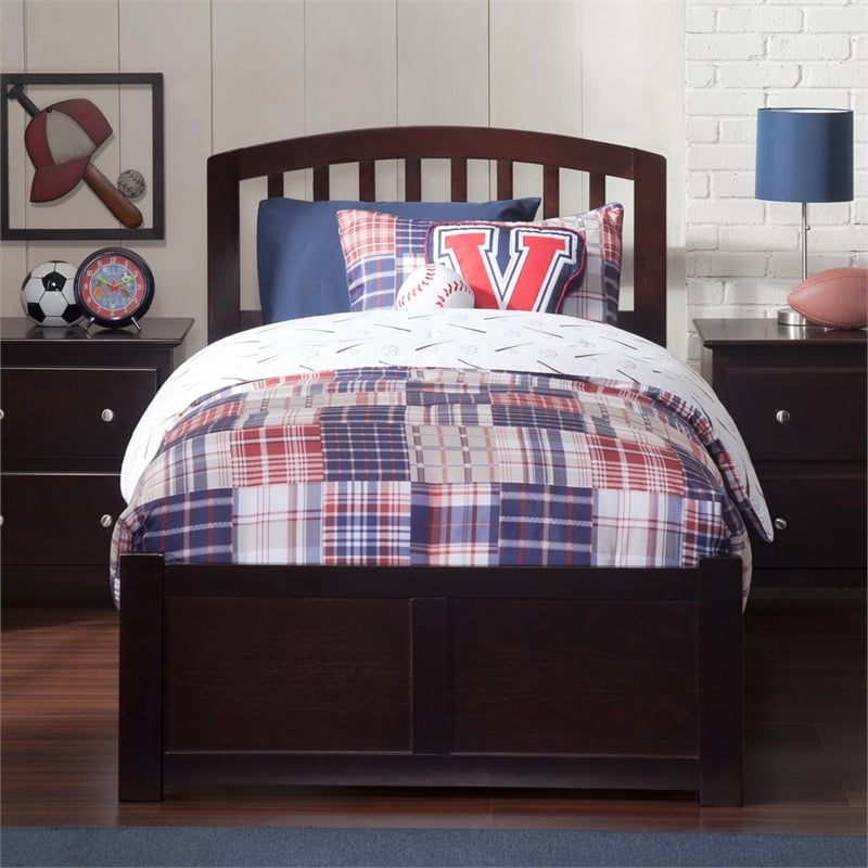 Richmond Twin XL Wood Platform Bed with Footboard & Storage Drawers in Espresso