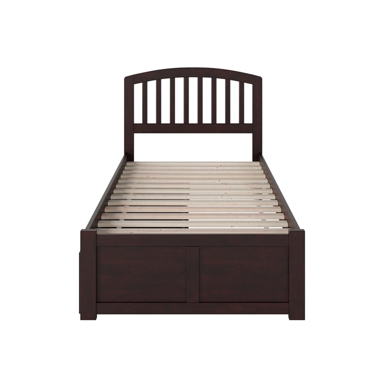 Richmond Twin XL Wood Platform Bed with Footboard & Storage Drawers in Espresso