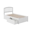 Richmond Twin XL Wood Platform Bed with Footboard & Storage Drawers in White