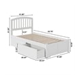 Richmond Twin XL Wood Platform Bed with Footboard & Storage Drawers in White