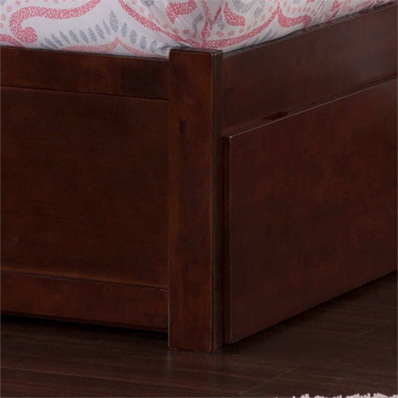 Richmond Twin XL Wood Platform Bed with Footboard & Storage Drawers in Walnut