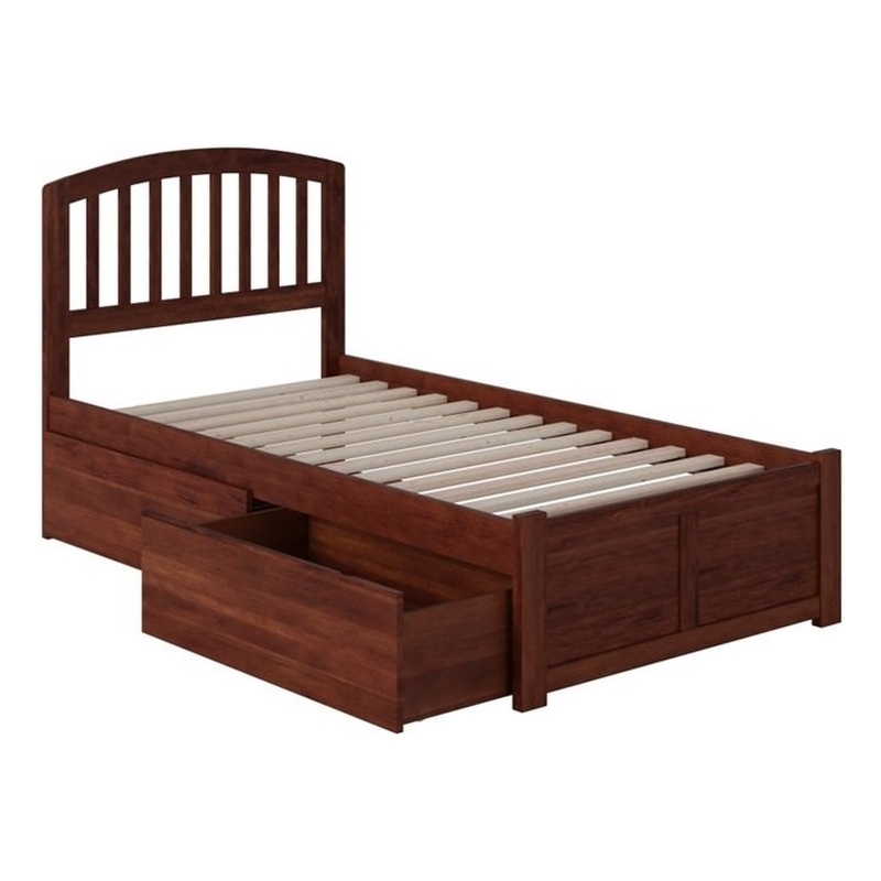 AFI Richmond Twin XL Solid Wood Bed with Storage Drawers in Walnut ...