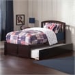 Richmond Twin Wood Platform Bed with Footboard and Twin Trundle in Espresso
