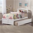 Richmond Twin Wood Platform Bed with Footboard and Twin Trundle in White
