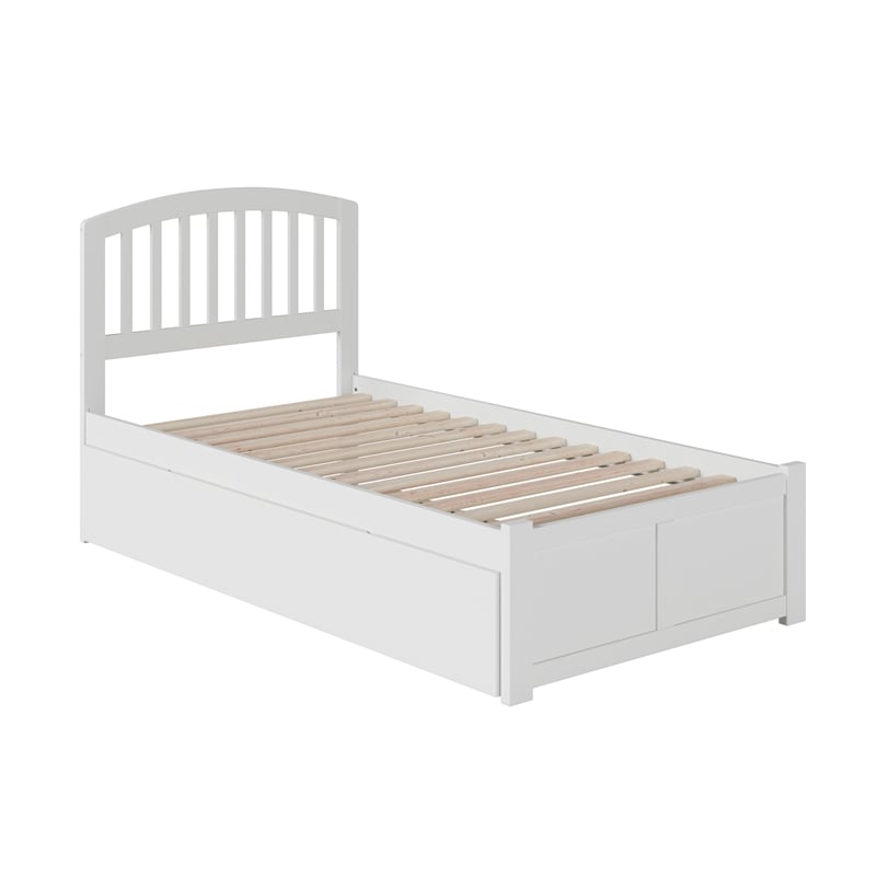 Richmond Twin Wood Platform Bed with Footboard and Twin Trundle in White