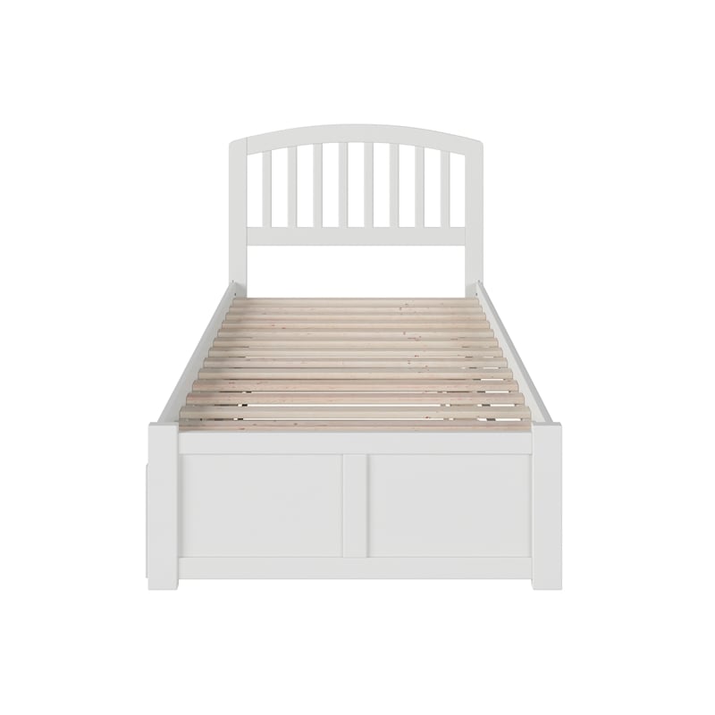 Richmond Twin Wood Platform Bed with Footboard and Twin Trundle in White