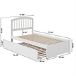 Richmond Twin Wood Platform Bed with Footboard and Twin Trundle in White