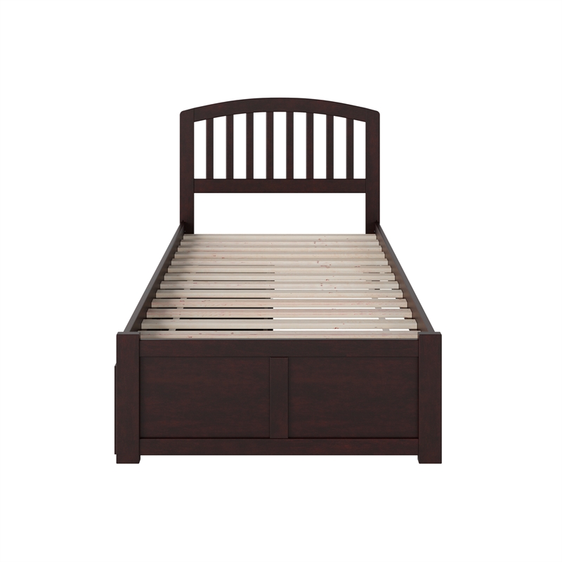 Richmond Twin Wood Platform Bed with Footboard and Storage Drawers in Espresso