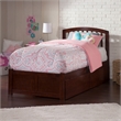 Richmond Twin Wood Platform Bed with Footboard and Storage Drawers in Walnut