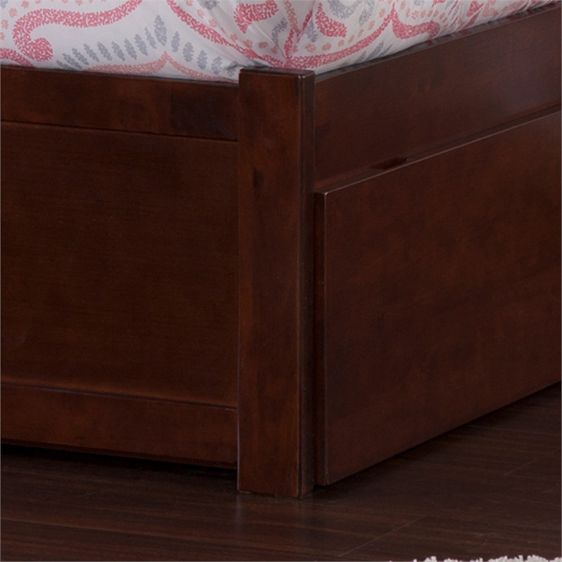 Richmond Twin Wood Platform Bed with Footboard and Storage Drawers in Walnut