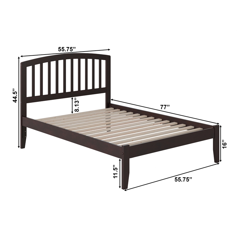 AFI Richmond Full Solid Wood Platform Bed with USB Charging Station in Espresso