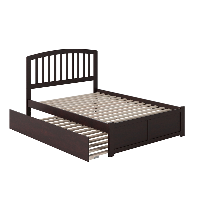 Richmond Full Wood Platform Bed with Footboard and Twin Trundle in Espresso