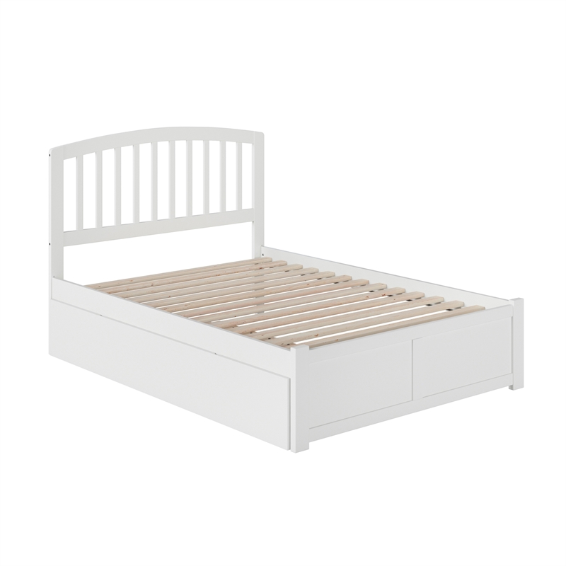 Richmond Full Wood Platform Bed with Footboard and Twin Trundle in White