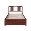 Richmond Full Wood Platform Bed with Footboard and Twin Trundle in Walnut